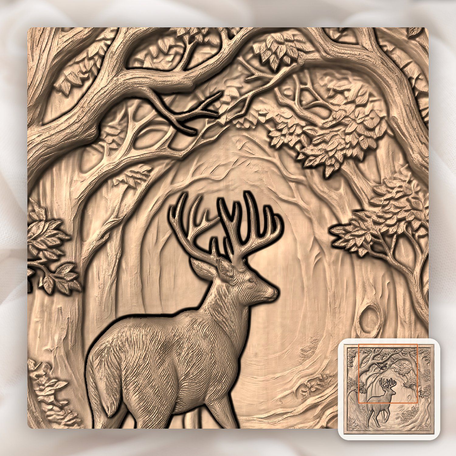Majestic Buck Forest Scene CNC Relief STL bas-relief STL — view 7