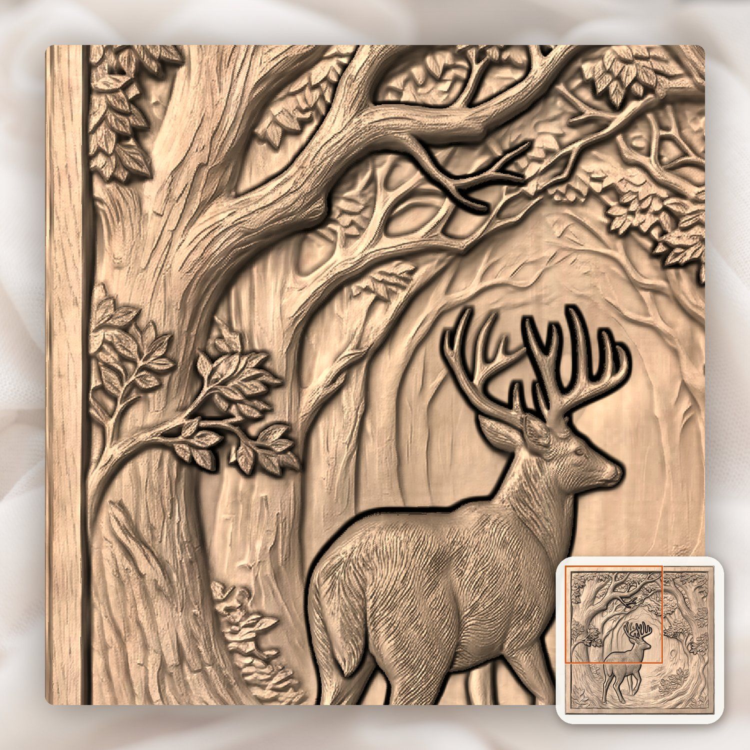 Majestic Buck Forest Scene CNC Relief STL bas-relief STL — view 8