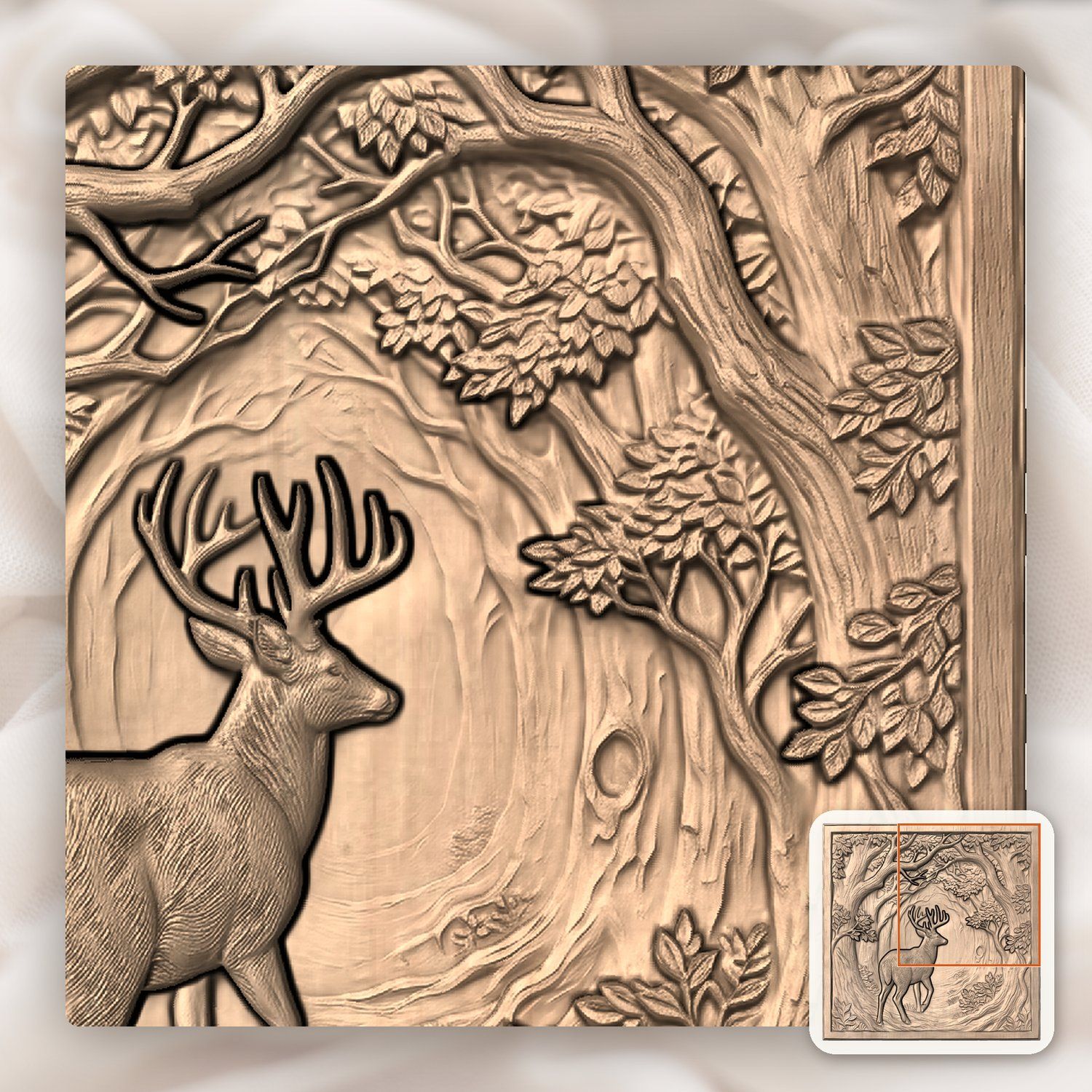 Majestic Buck Forest Scene CNC Relief STL bas-relief STL — view 9