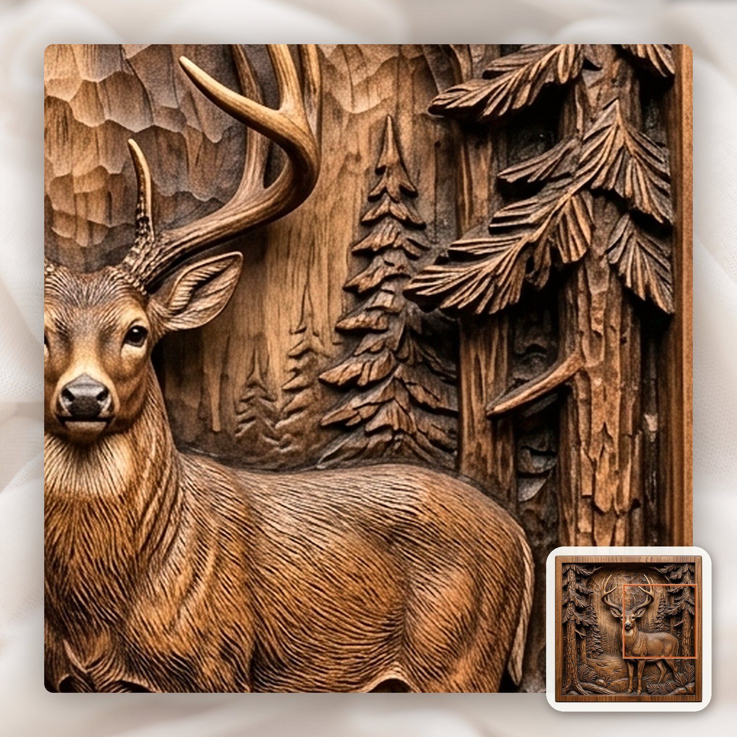 Majestic Buck Forest Scene CNC Relief STL bas-relief STL — view 12