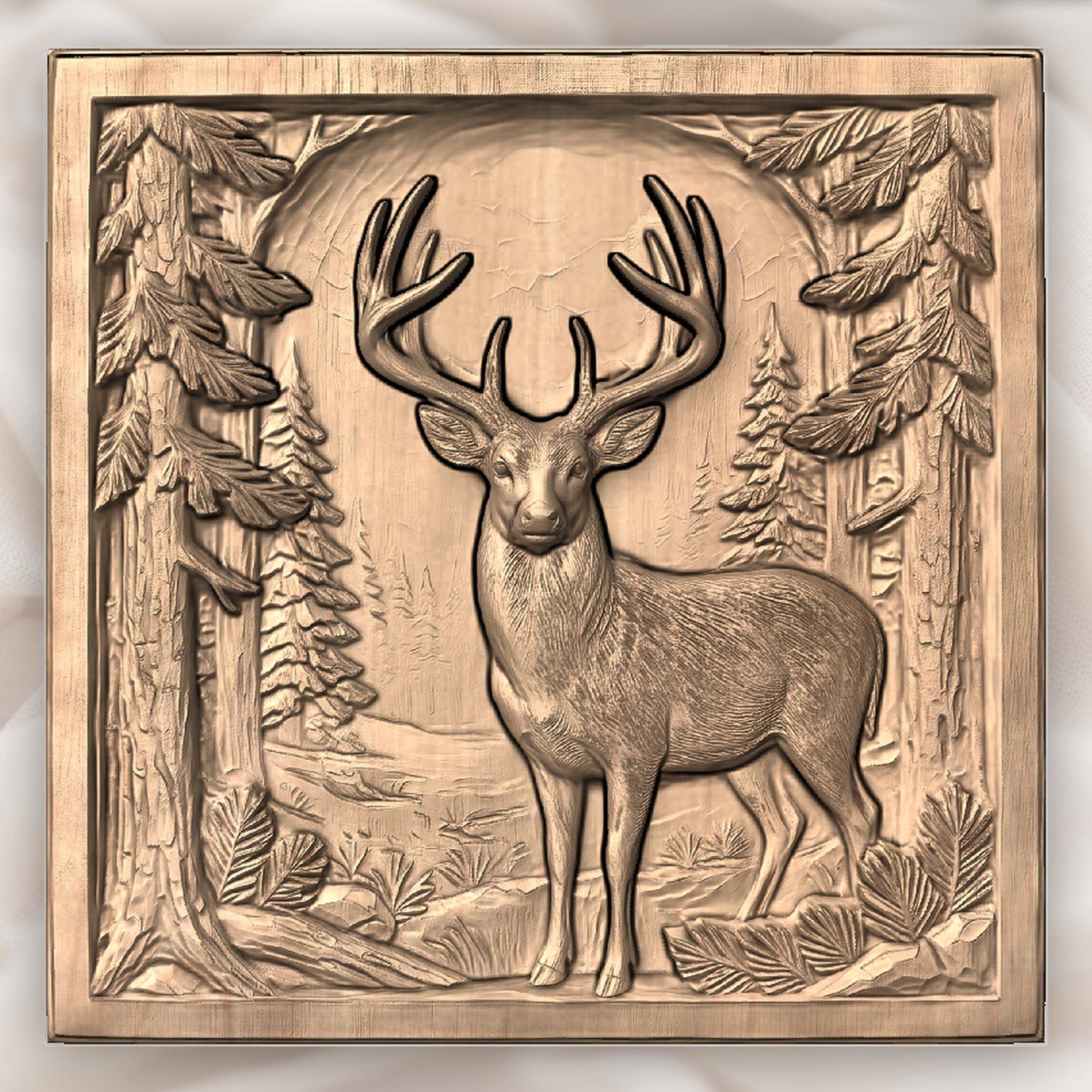 Majestic Buck Forest Scene CNC Relief STL bas-relief STL — view 5