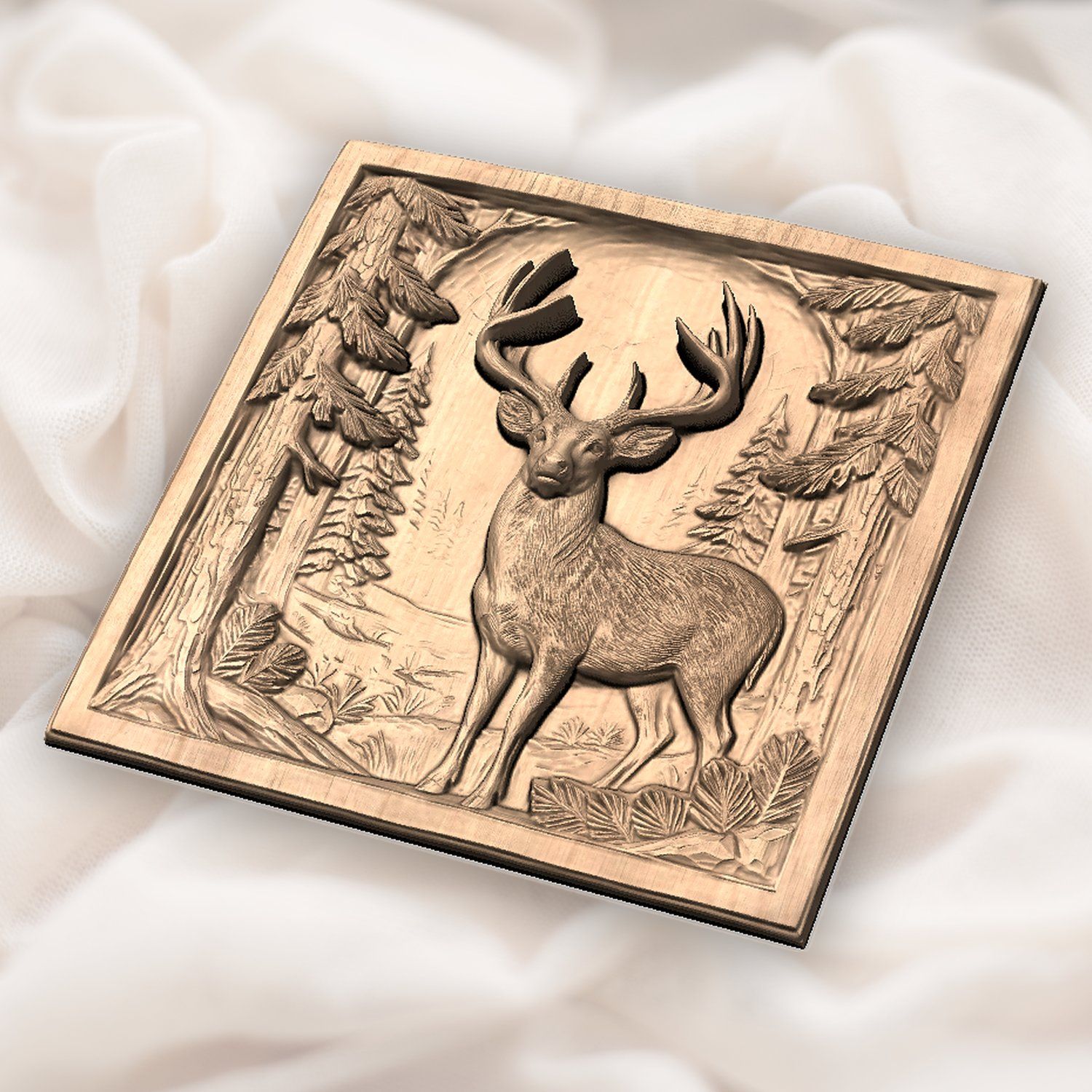 Majestic Buck Forest Scene CNC Relief STL bas-relief STL — view 6