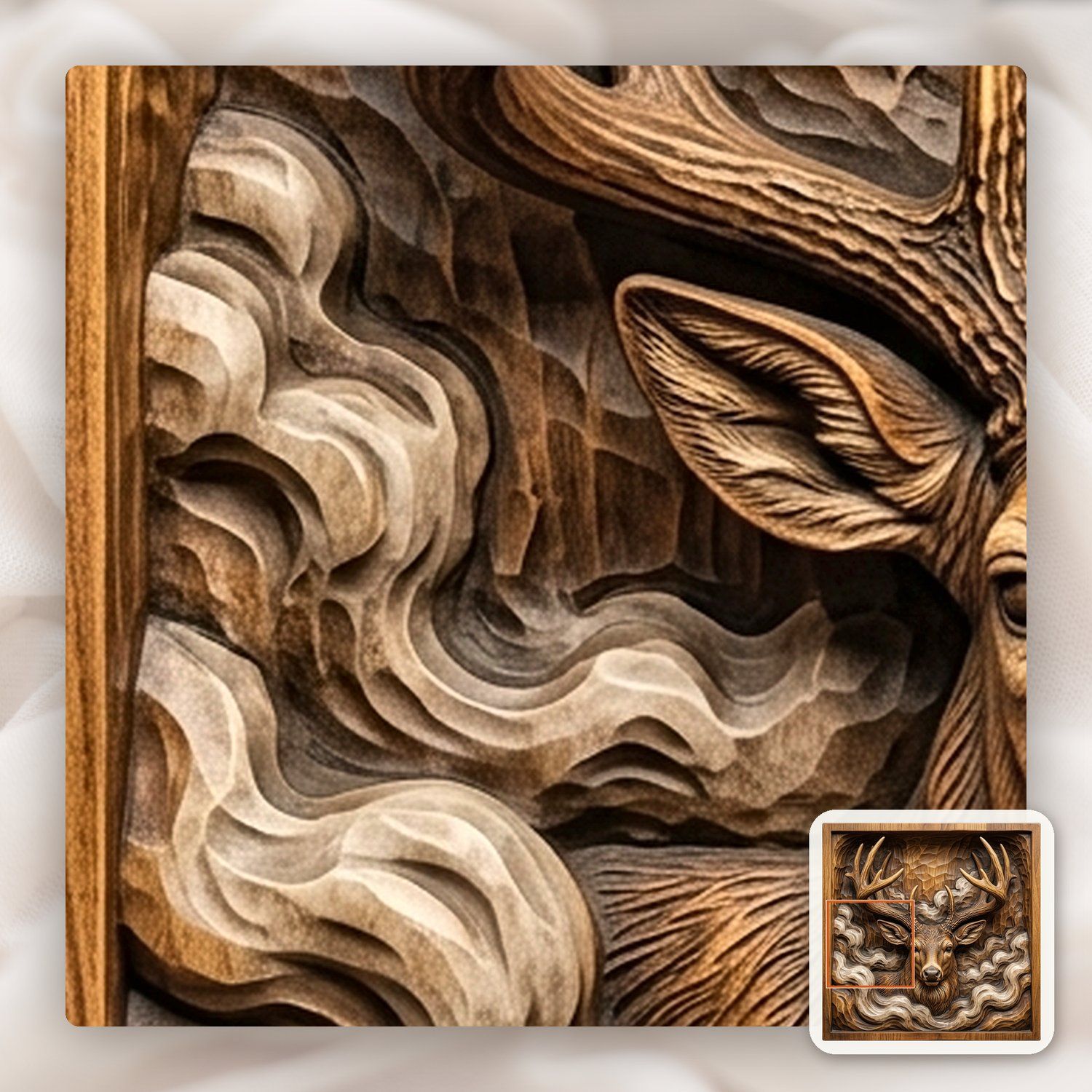 Majestic Buck in Mist Forest CNC Relief STL bas-relief STL — view 12