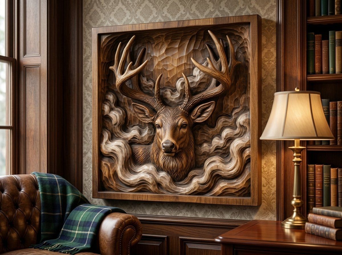 Majestic Buck in Mist Forest CNC Relief STL bas-relief STL — view 14