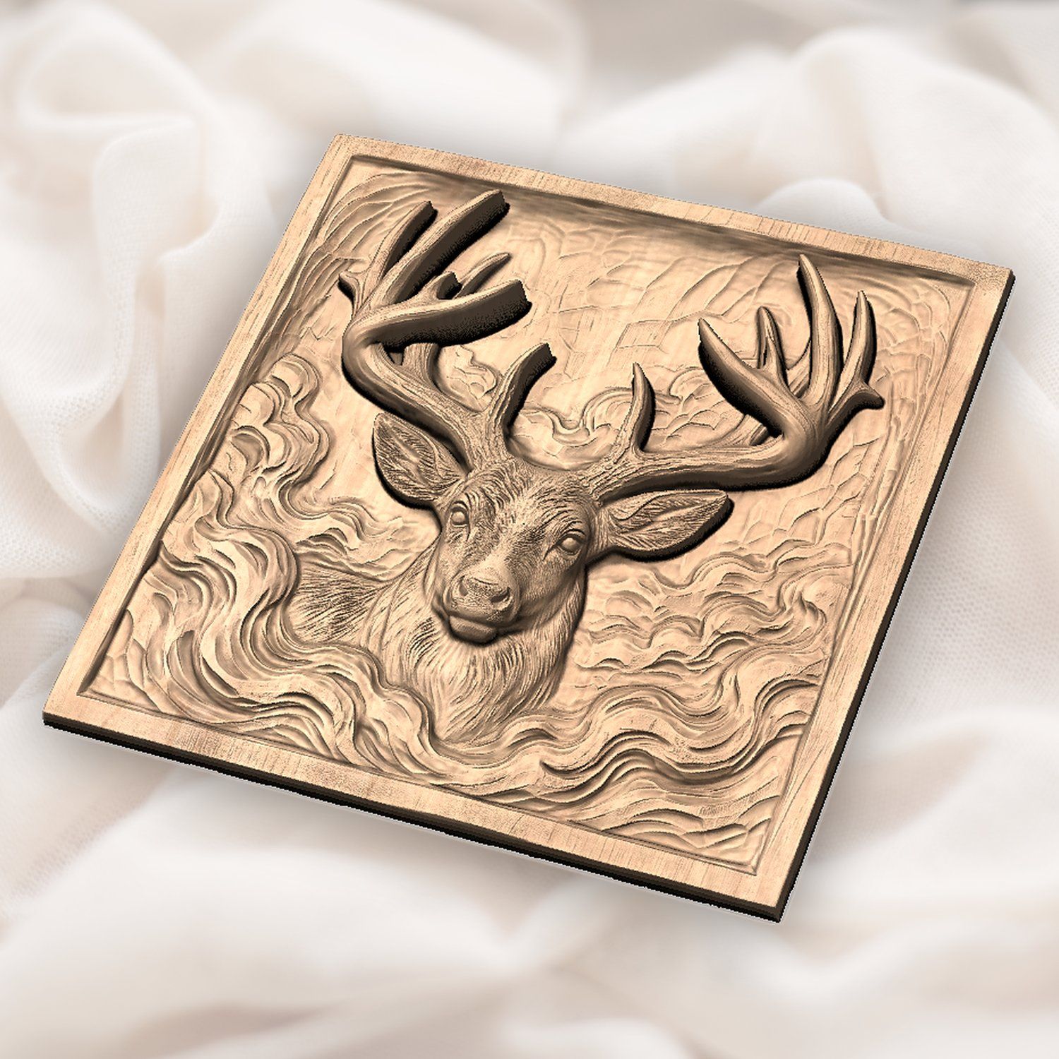 Majestic Buck in Mist Forest CNC Relief STL bas-relief STL — view 6