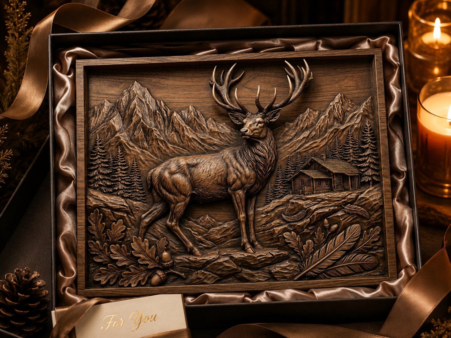 Majestic Buck Wilderness Mountain Scene CNC Relief STL bas-relief STL — view 8