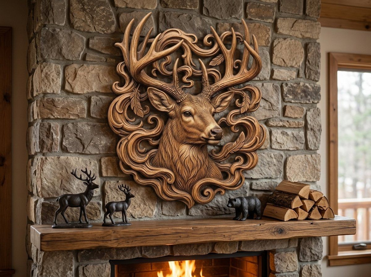 Majestic Buck with Massive Antlers CNC Relief STL bas-relief STL — view 12