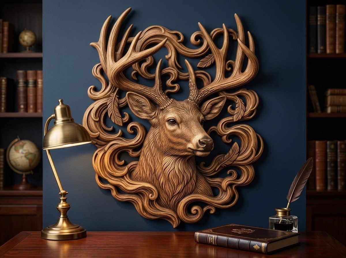 Majestic Buck with Massive Antlers CNC Relief STL bas-relief STL — view 13