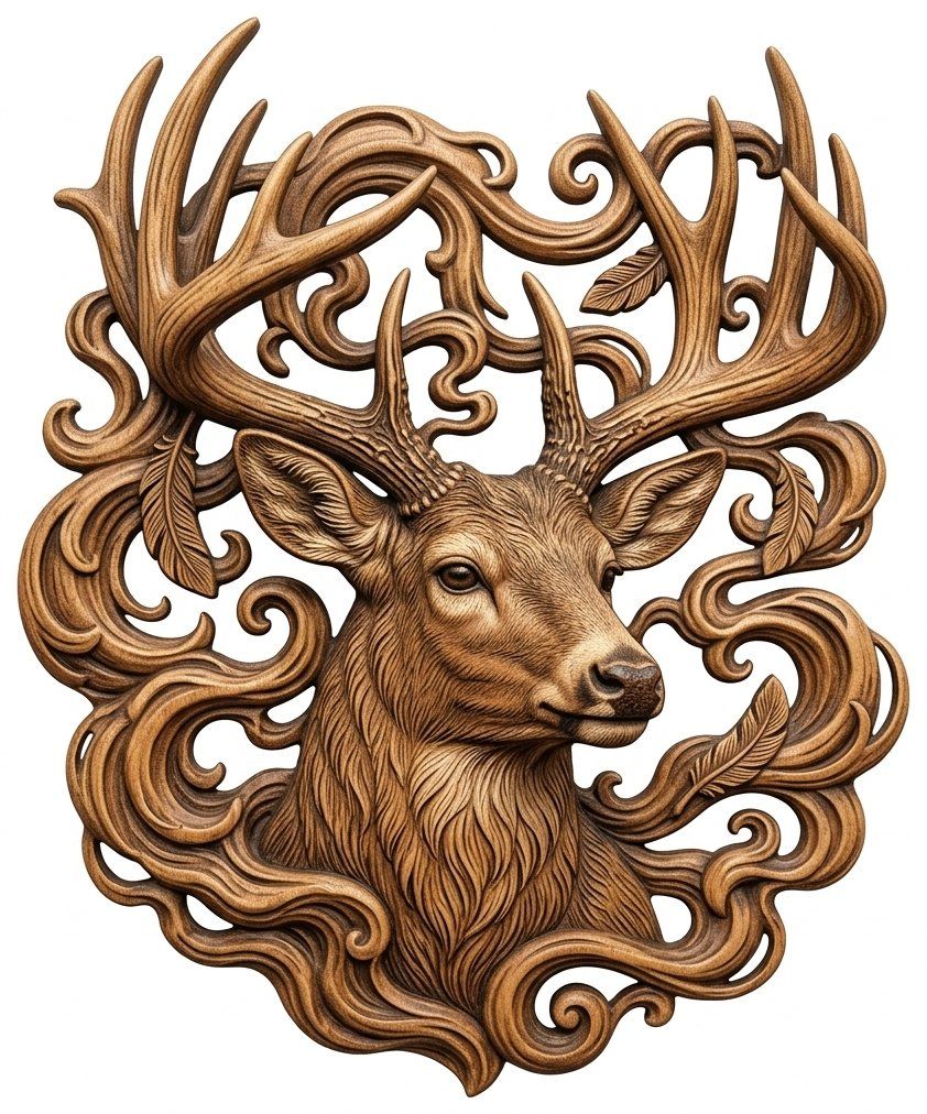 Majestic Buck with Massive Antlers CNC Relief STL bas-relief STL design