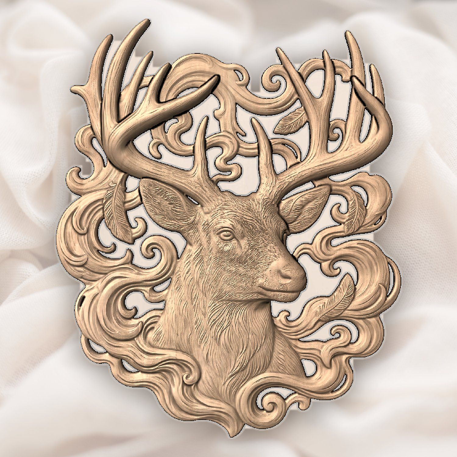 Majestic Buck with Massive Antlers CNC Relief STL bas-relief STL — view 4