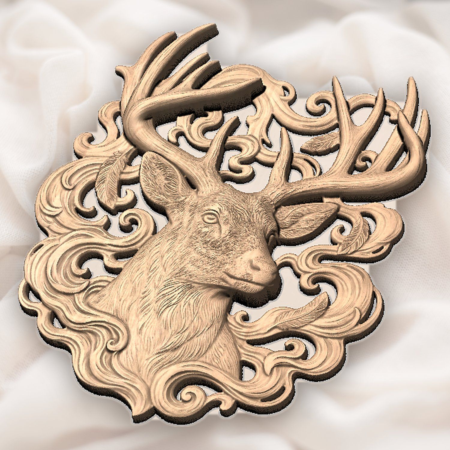 Majestic Buck with Massive Antlers CNC Relief STL bas-relief STL — view 5