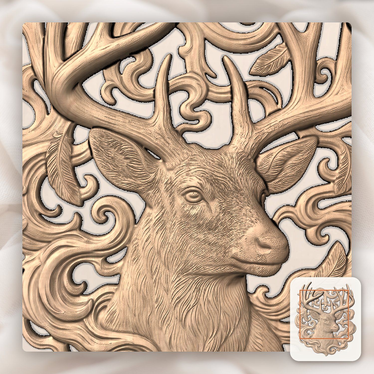 Majestic Buck with Massive Antlers CNC Relief STL bas-relief STL — view 6