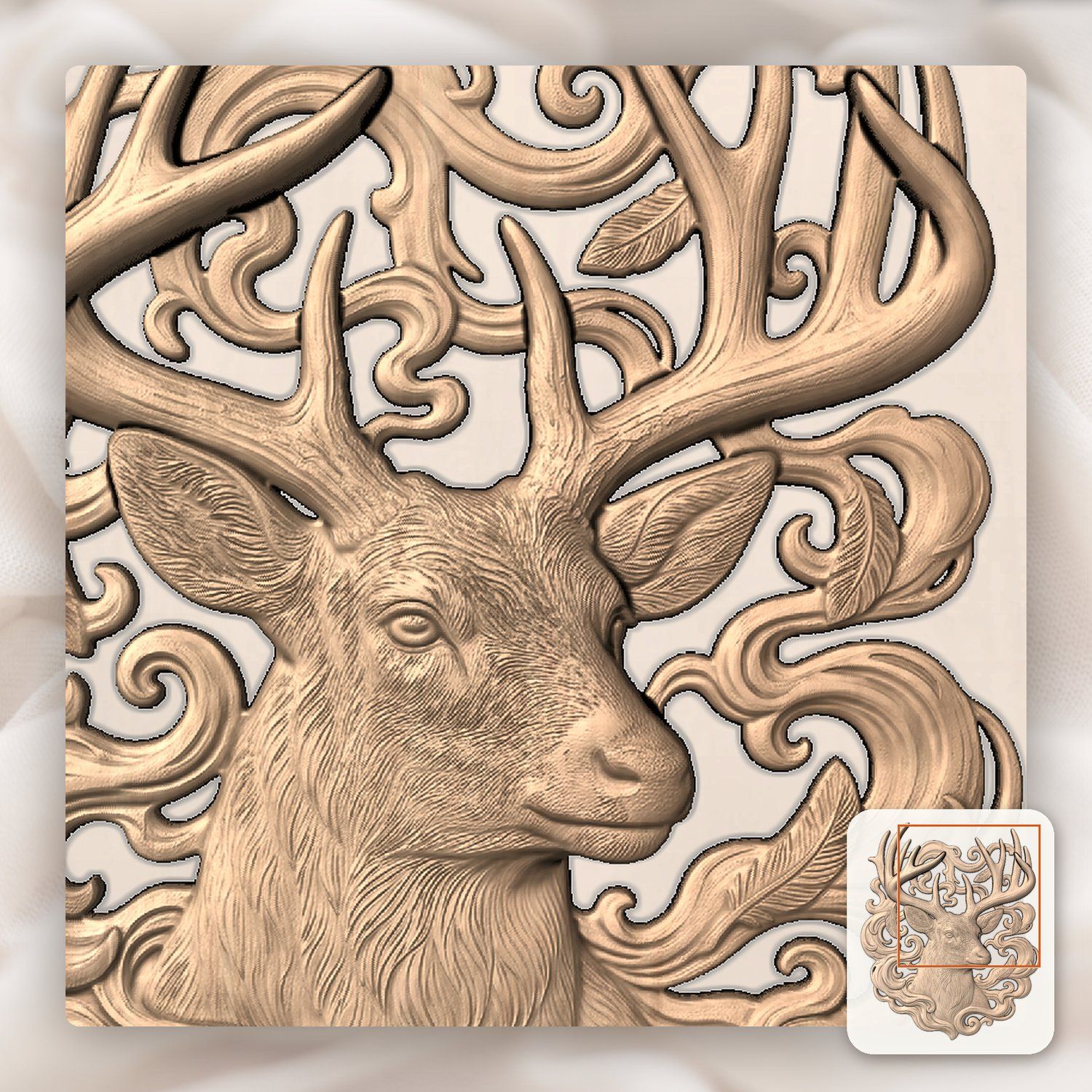 Majestic Buck with Massive Antlers CNC Relief STL bas-relief STL — view 7