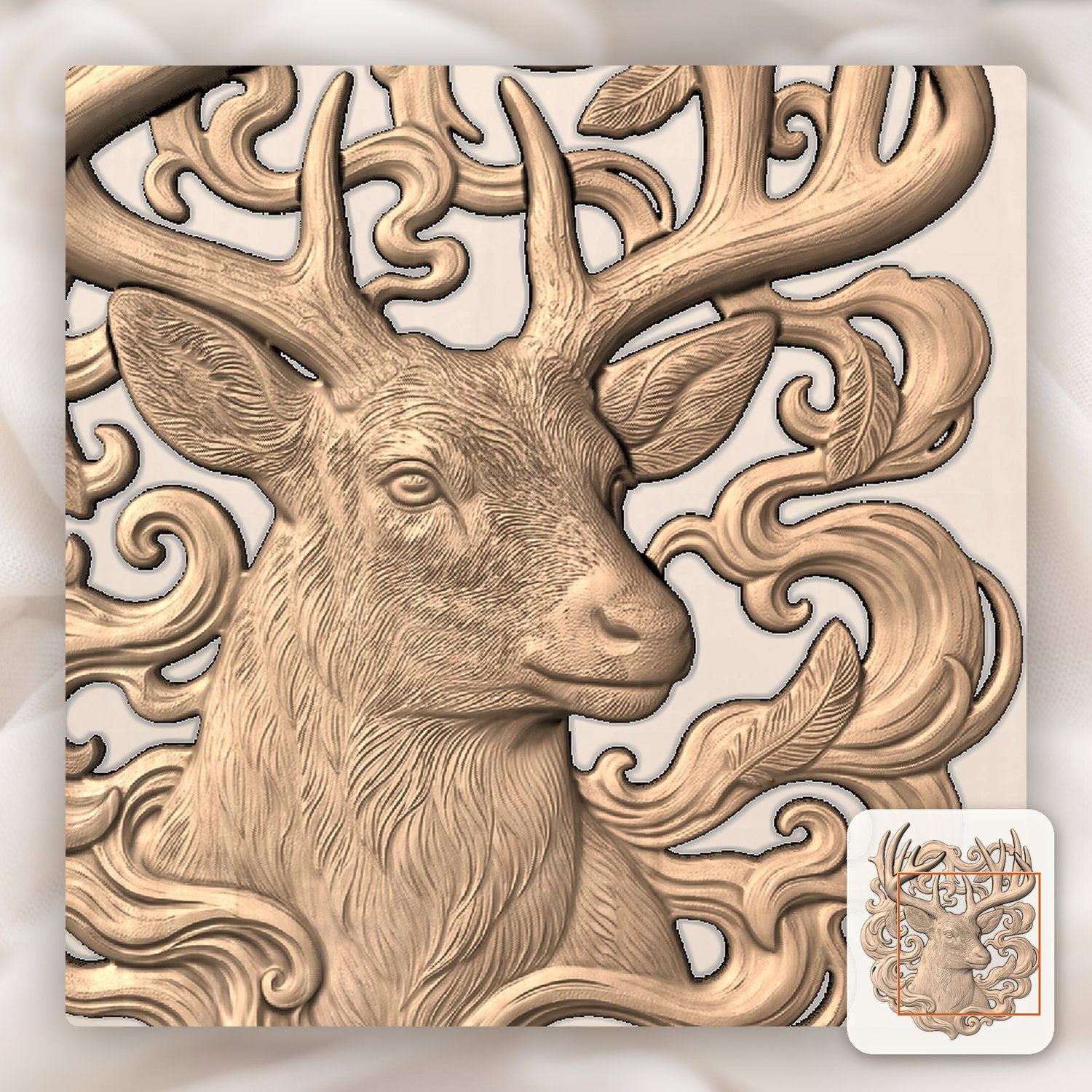 Majestic Buck with Massive Antlers CNC Relief STL bas-relief STL — view 8