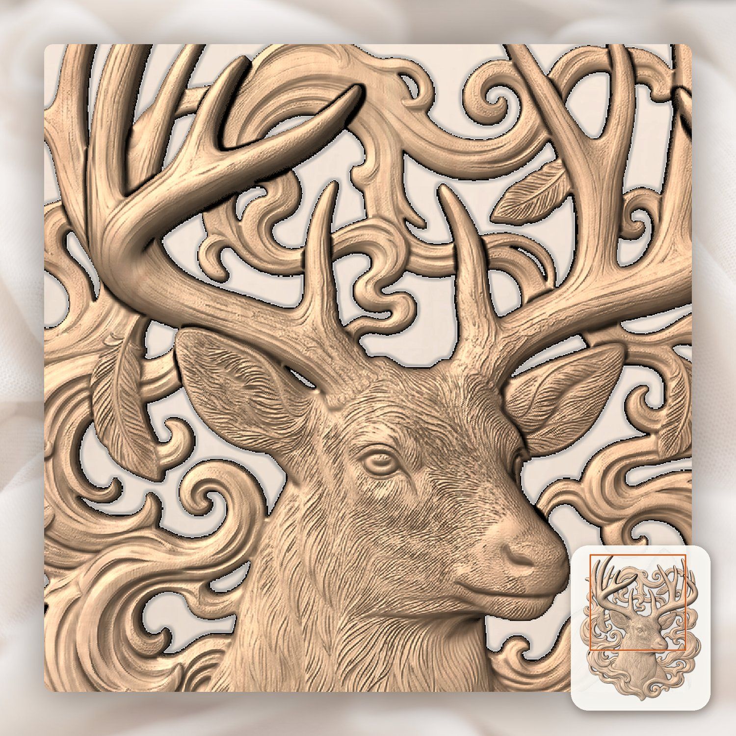 Majestic Buck with Massive Antlers CNC Relief STL bas-relief STL — view 9