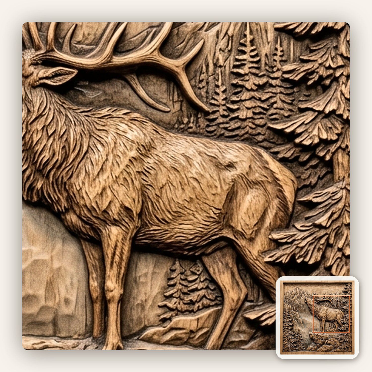 Majestic Bugling Elk Mountain Wilderness CNC Relief STL bas-relief STL — view 12