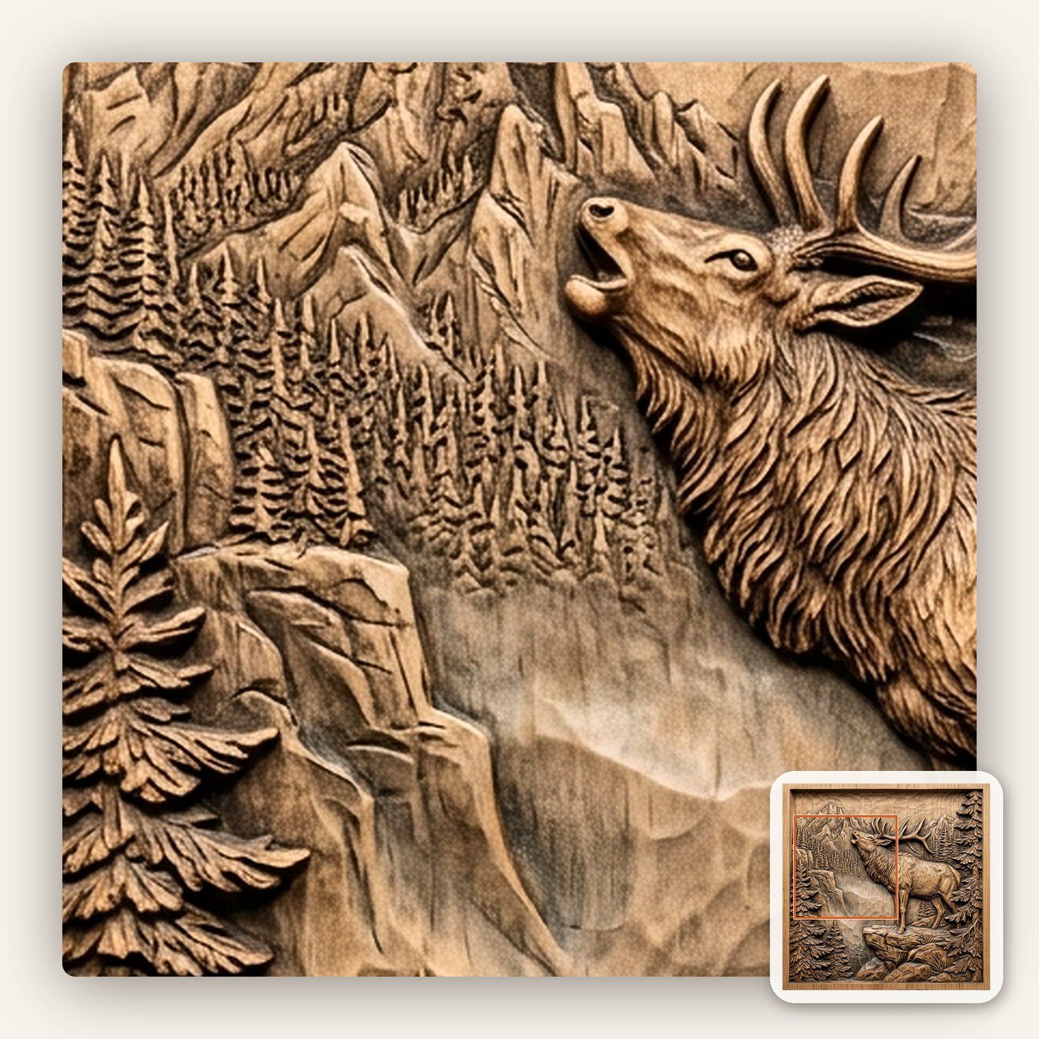 Majestic Bugling Elk Mountain Wilderness CNC Relief STL bas-relief STL — view 13