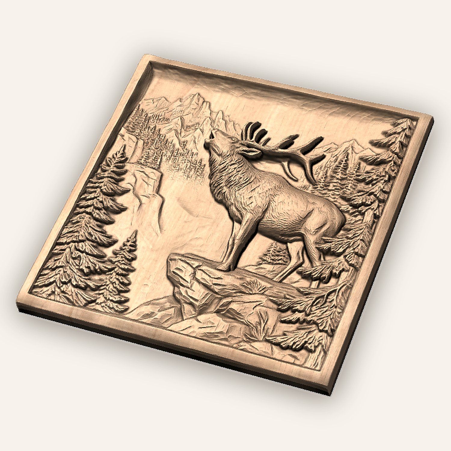 Majestic Bugling Elk Mountain Wilderness CNC Relief STL bas-relief STL — view 5