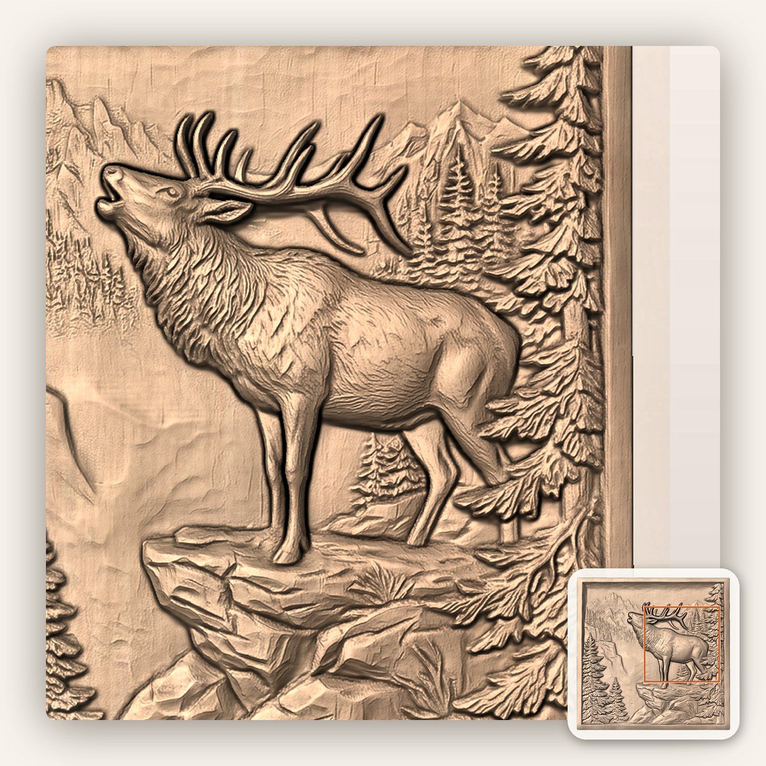Majestic Bugling Elk Mountain Wilderness CNC Relief STL bas-relief STL — view 6