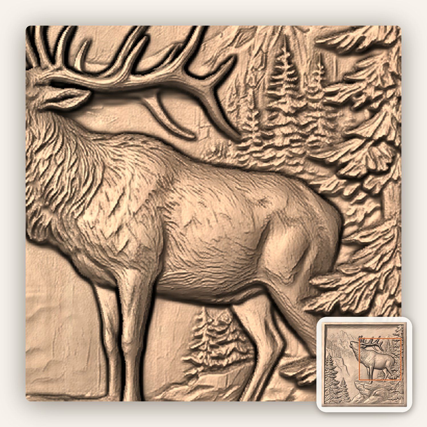 Majestic Bugling Elk Mountain Wilderness CNC Relief STL bas-relief STL — view 7