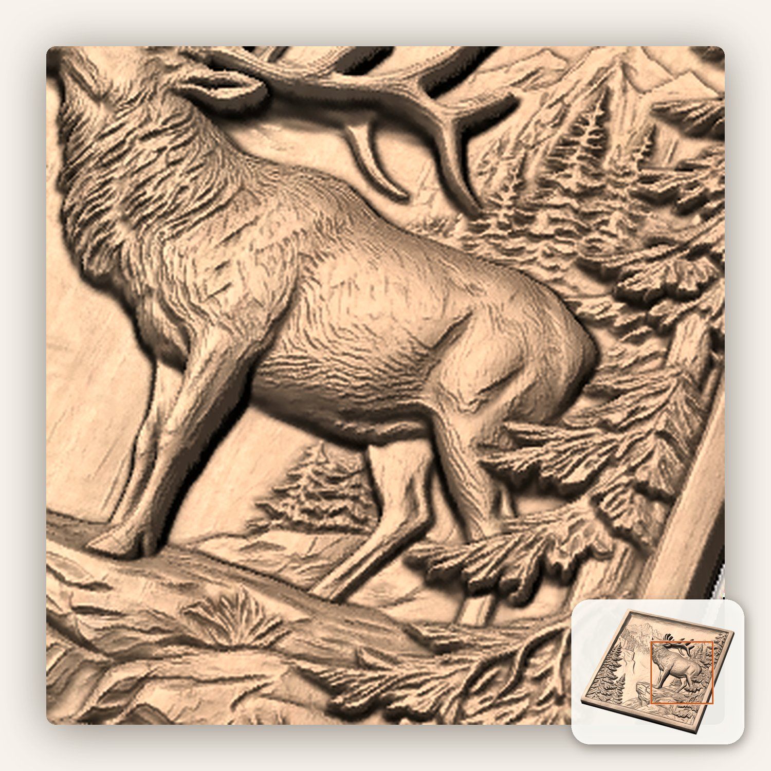 Majestic Bugling Elk Mountain Wilderness CNC Relief STL bas-relief STL — view 9