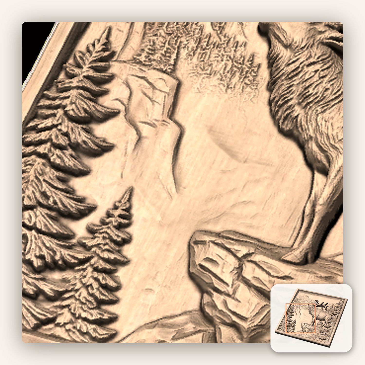 Majestic Bugling Elk Mountain Wilderness CNC Relief STL bas-relief STL — view 10