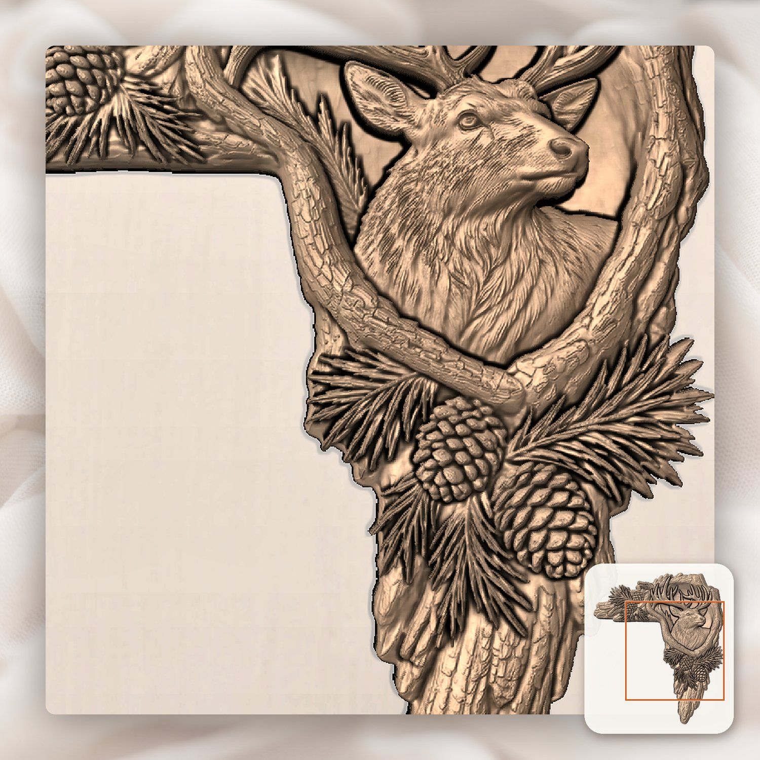 Majestic Bull Elk Wildlife CNC Relief STL bas-relief STL — view 7