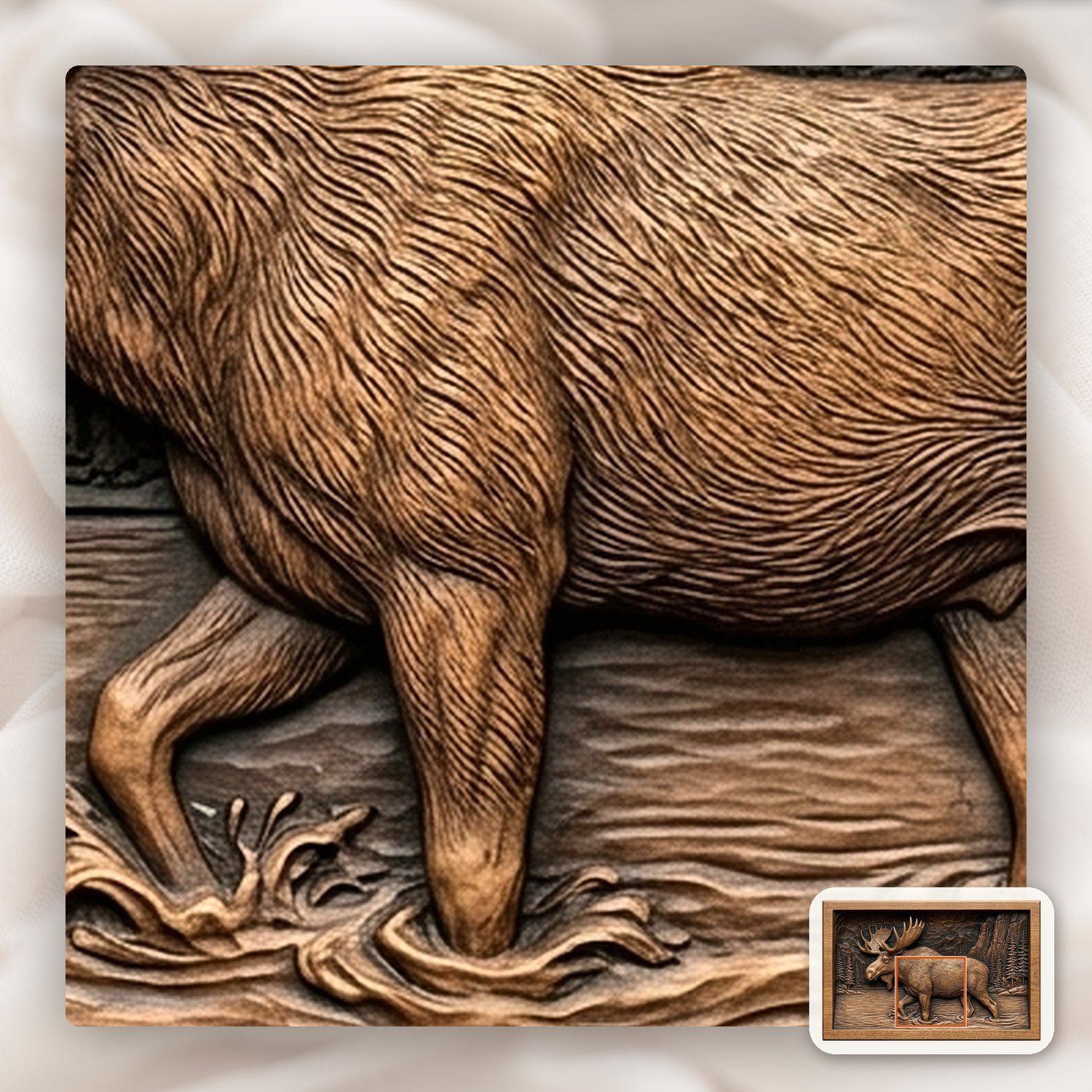Majestic Bull Moose Wilderness Scene CNC Relief STL bas-relief STL — view 11