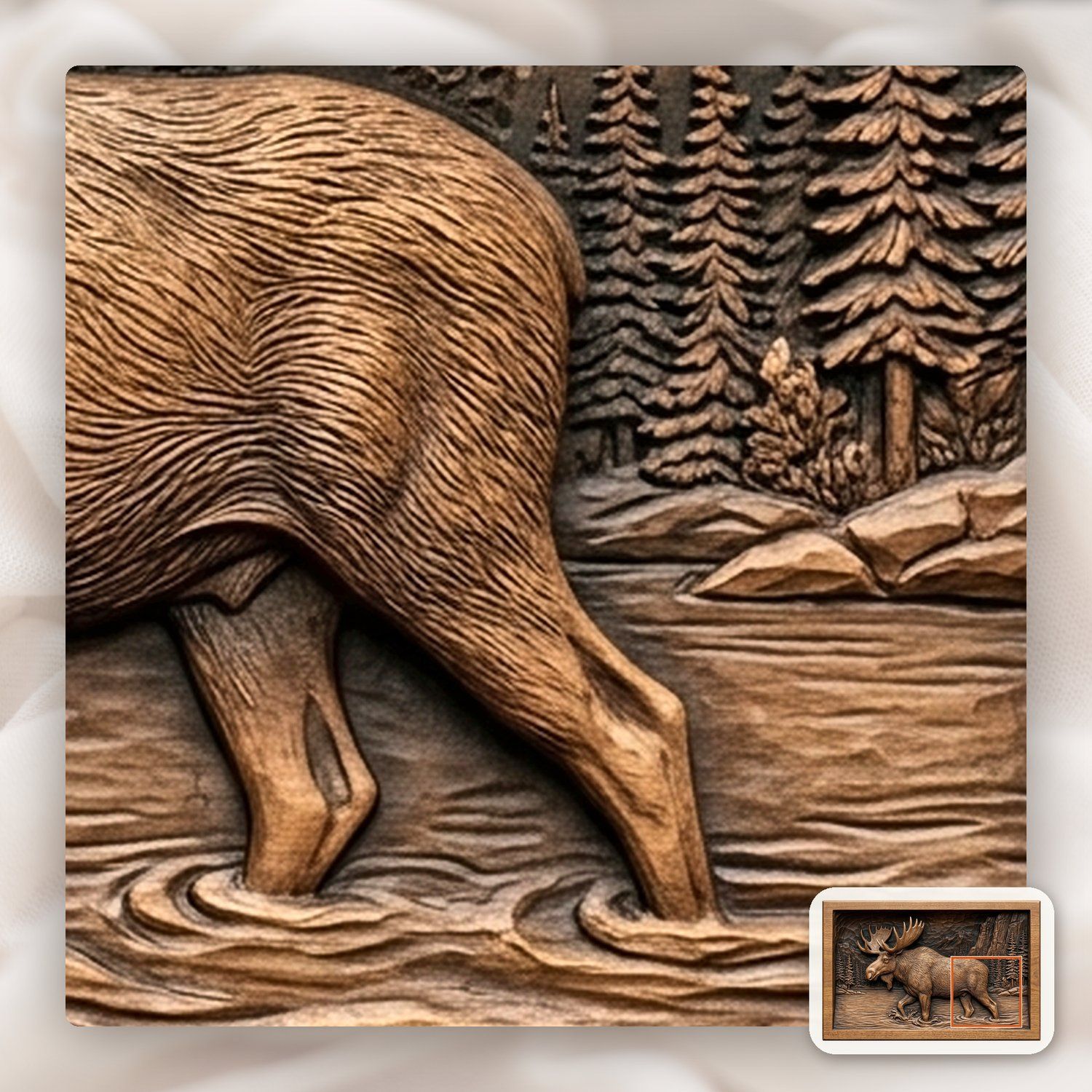 Majestic Bull Moose Wilderness Scene CNC Relief STL bas-relief STL — view 10
