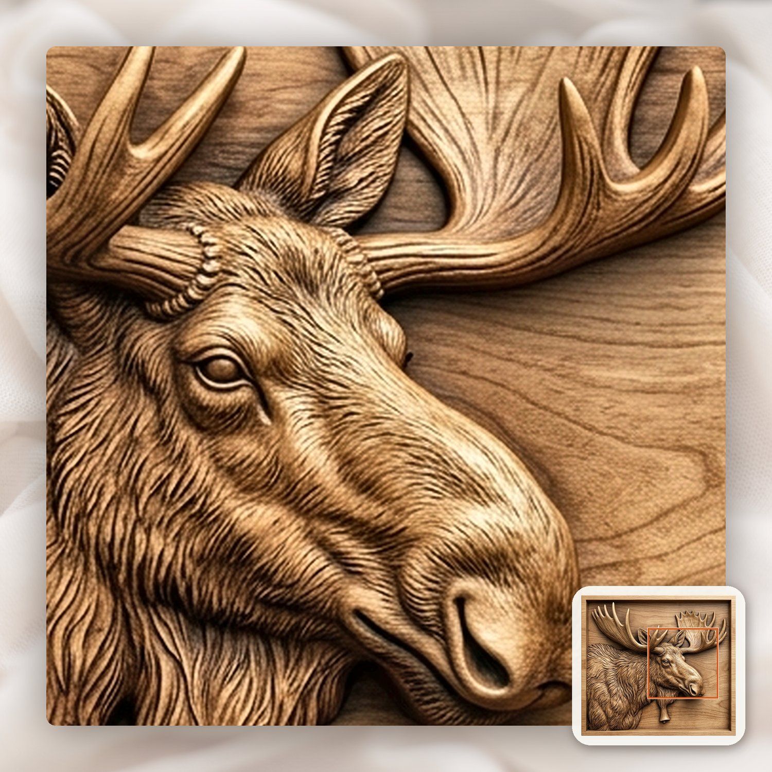 Majestic Bull Moose Wildlife CNC Relief STL bas-relief STL — view 11