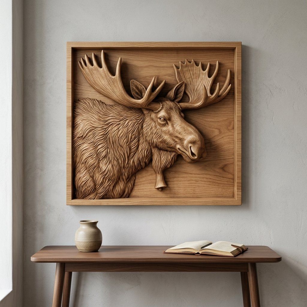 Majestic Bull Moose Wildlife CNC Relief STL bas-relief STL — view 13