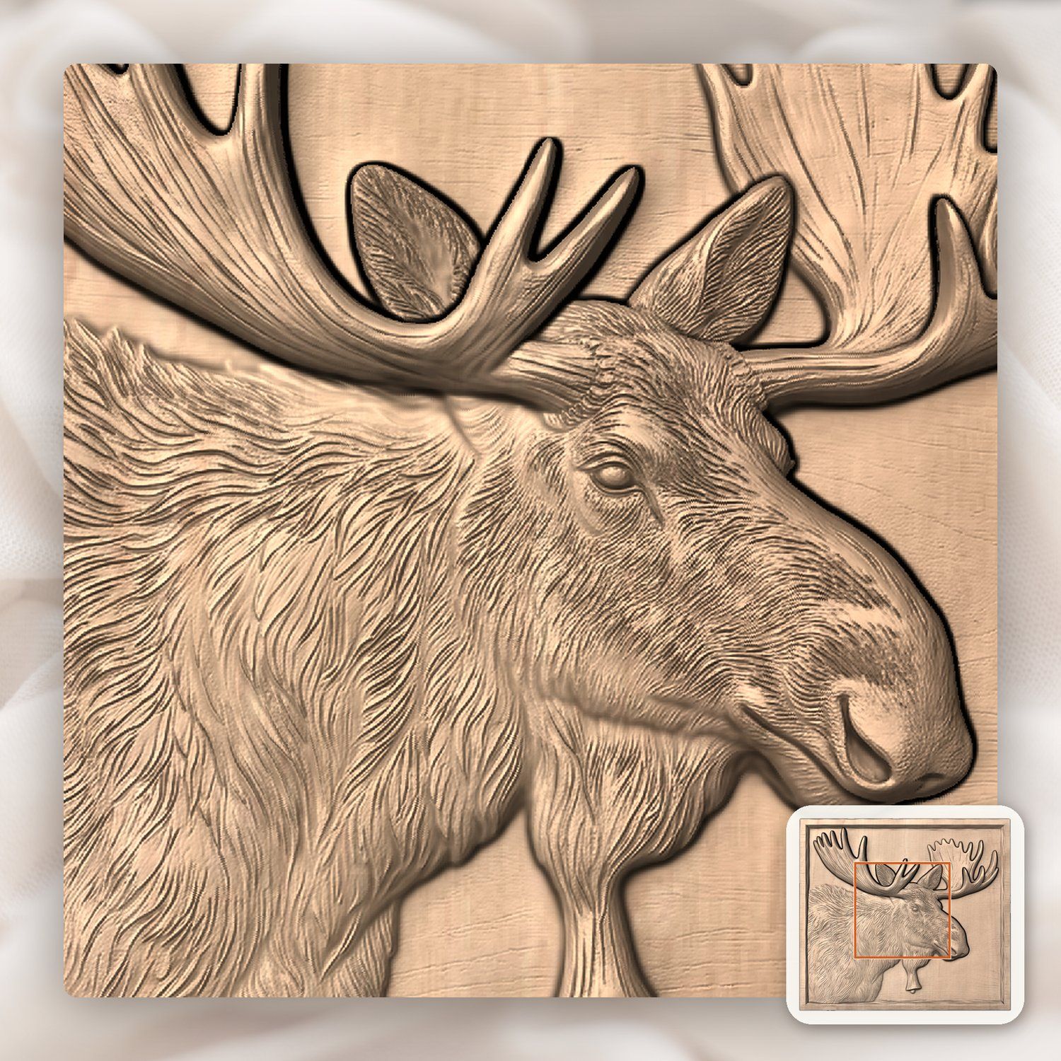 Majestic Bull Moose Wildlife CNC Relief STL bas-relief STL — view 5