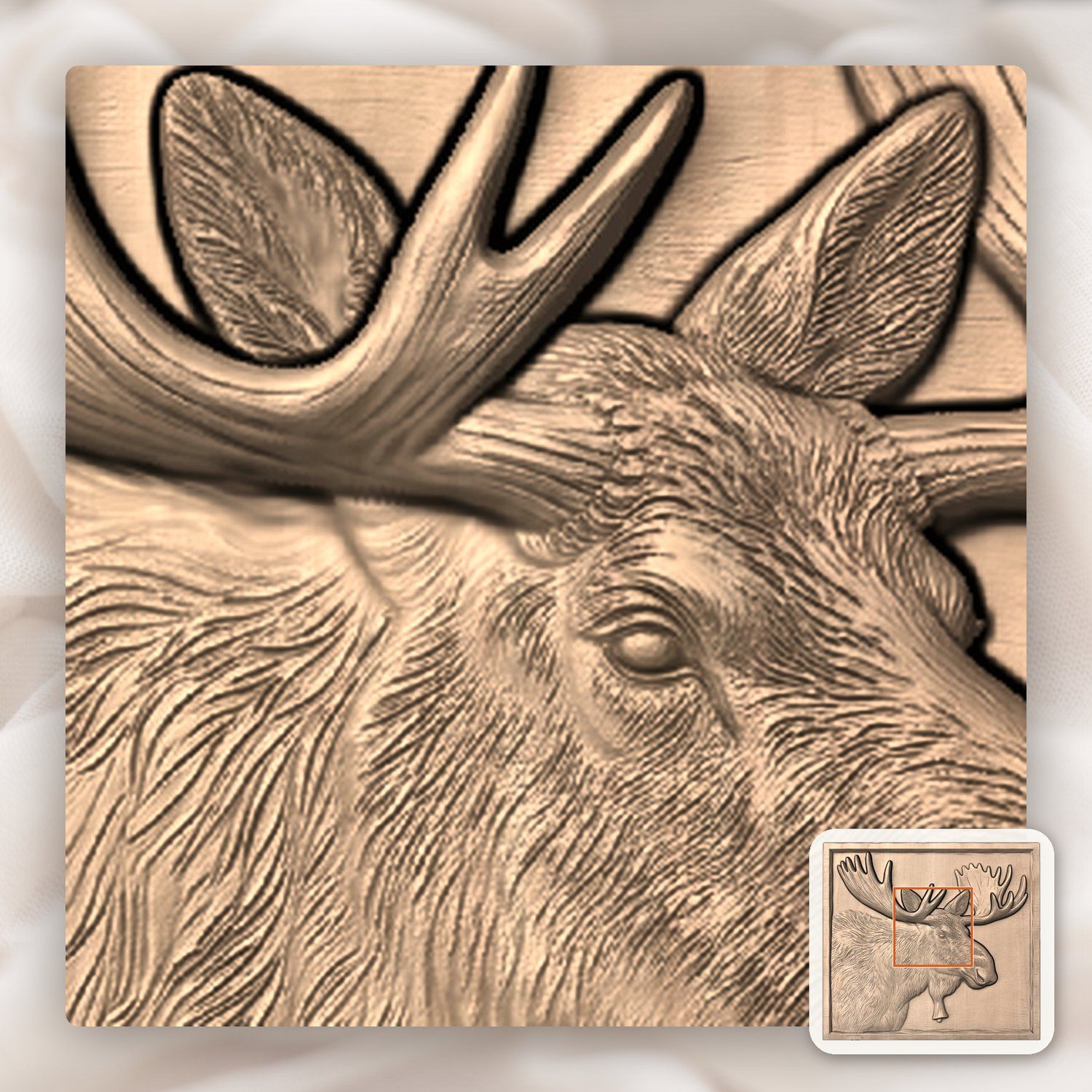 Majestic Bull Moose Wildlife CNC Relief STL bas-relief STL — view 6