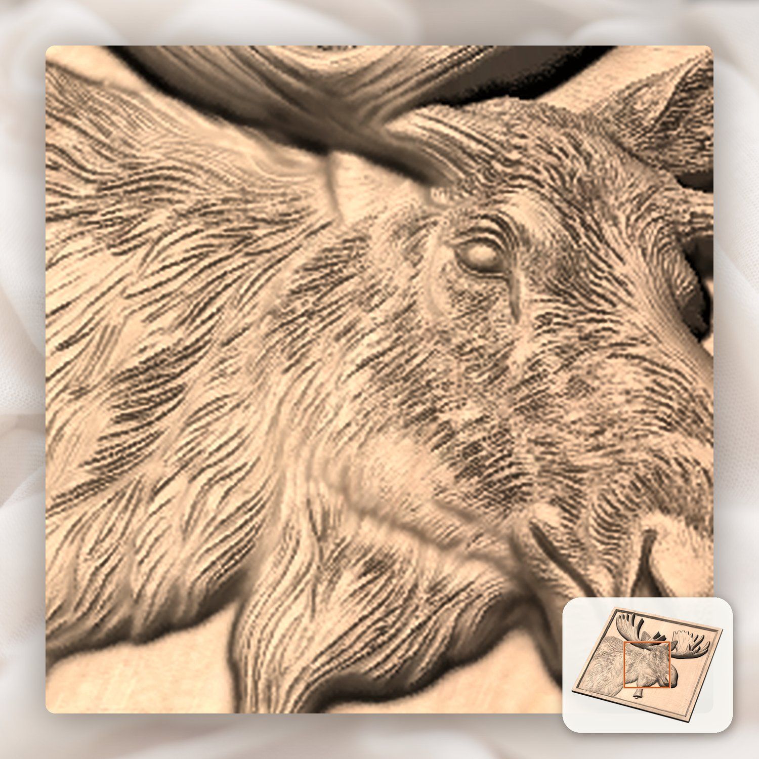 Majestic Bull Moose Wildlife CNC Relief STL bas-relief STL — view 8