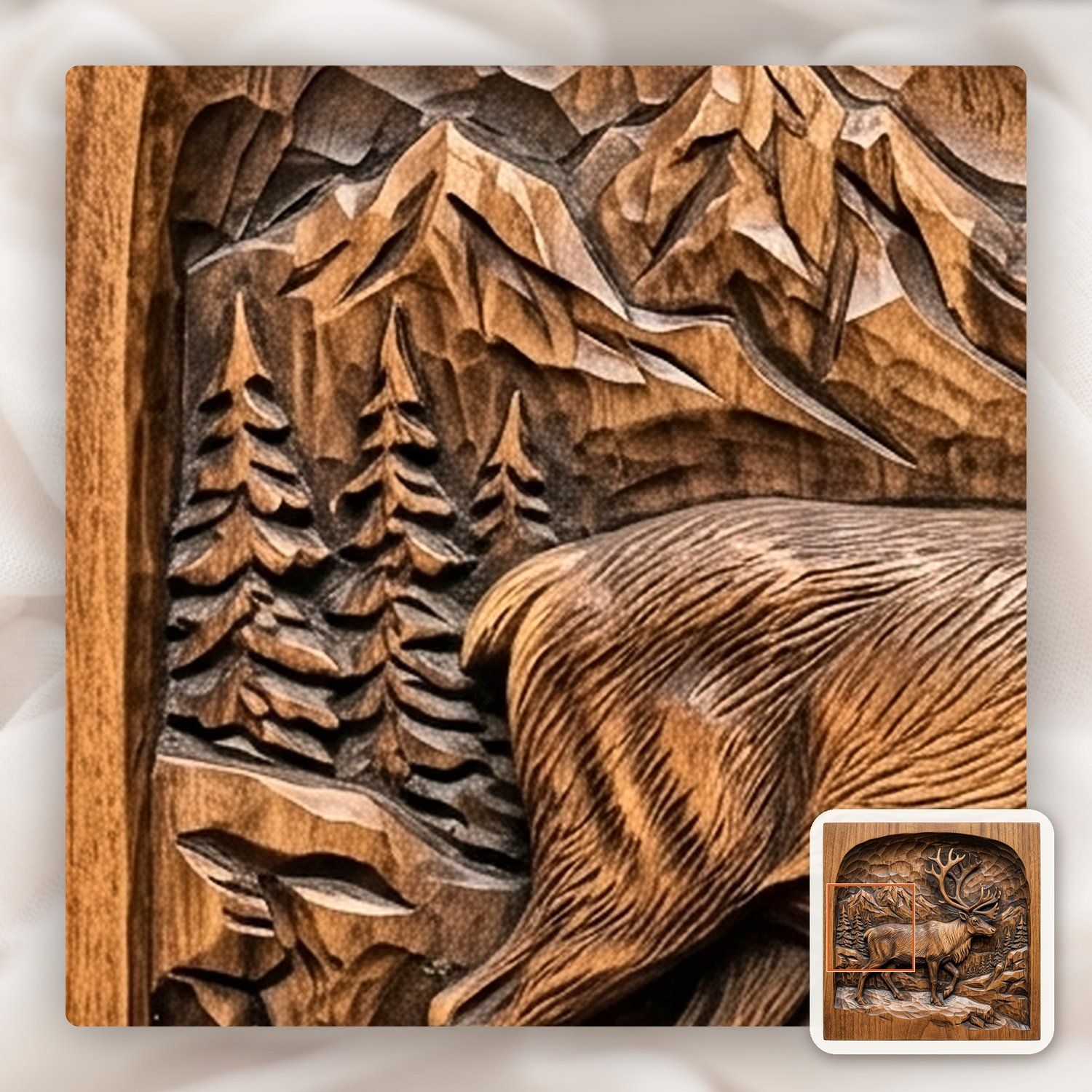 Majestic Caribou Mountain Landscape CNC Relief STL bas-relief STL — view 12