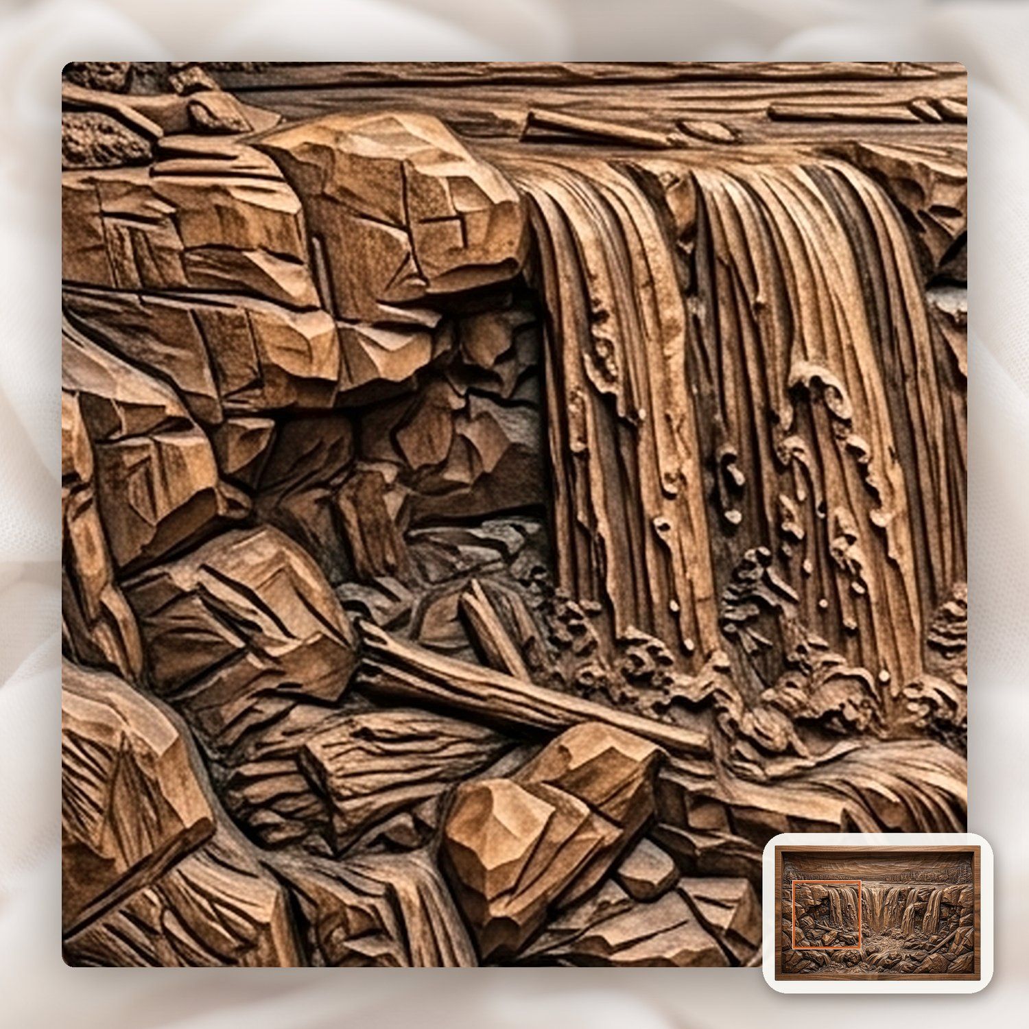 Majestic Cascading Waterfall Panorama CNC Relief STL bas-relief STL — view 11