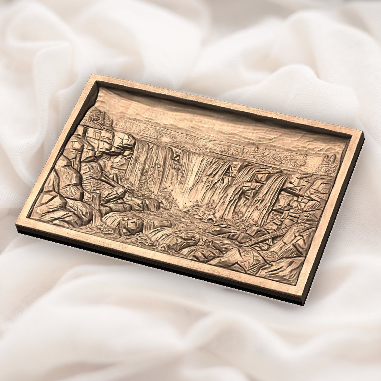 Majestic Cascading Waterfall Panorama CNC Relief STL bas-relief STL — view 5