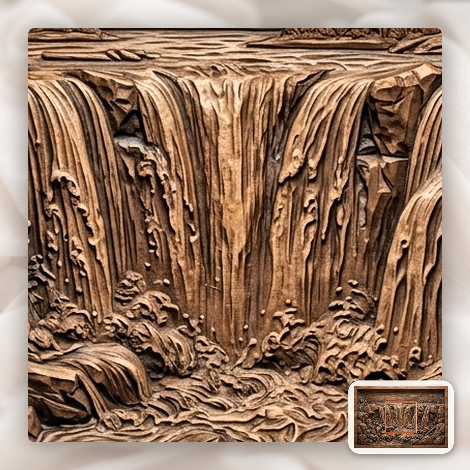 Majestic Cascading Waterfall Panorama CNC Relief STL bas-relief STL — view 10
