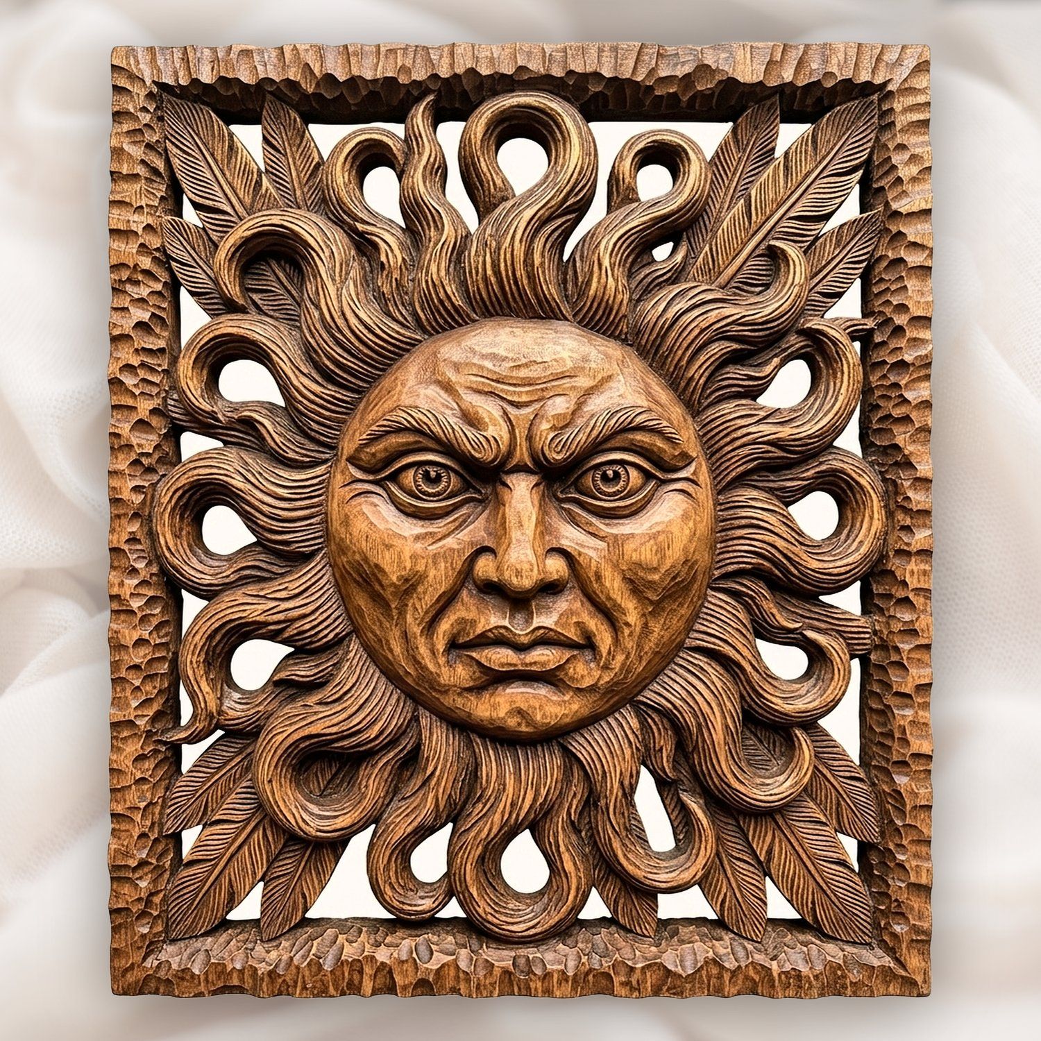 Majestic Celestial Sun Face CNC Relief STL bas-relief STL design