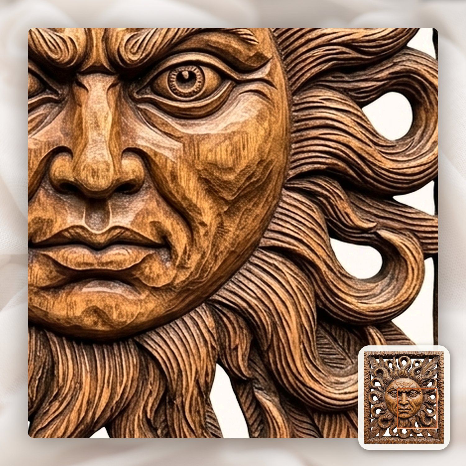 Majestic Celestial Sun Face CNC Relief STL bas-relief STL — view 11