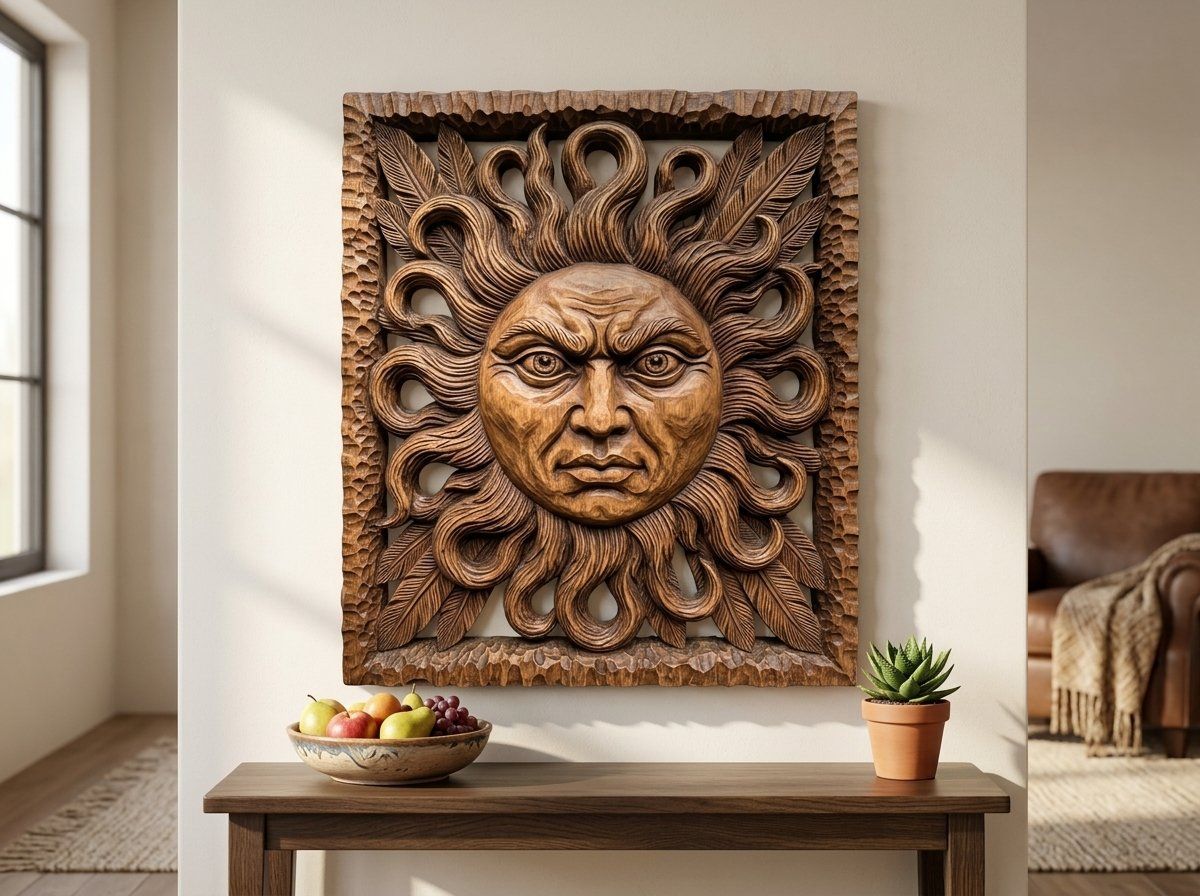 Majestic Celestial Sun Face CNC Relief STL bas-relief STL — view 12