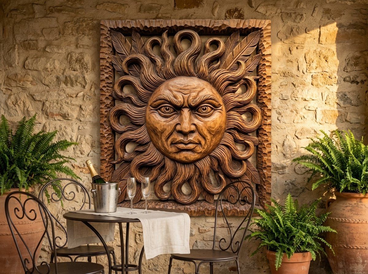 Majestic Celestial Sun Face CNC Relief STL bas-relief STL — view 13