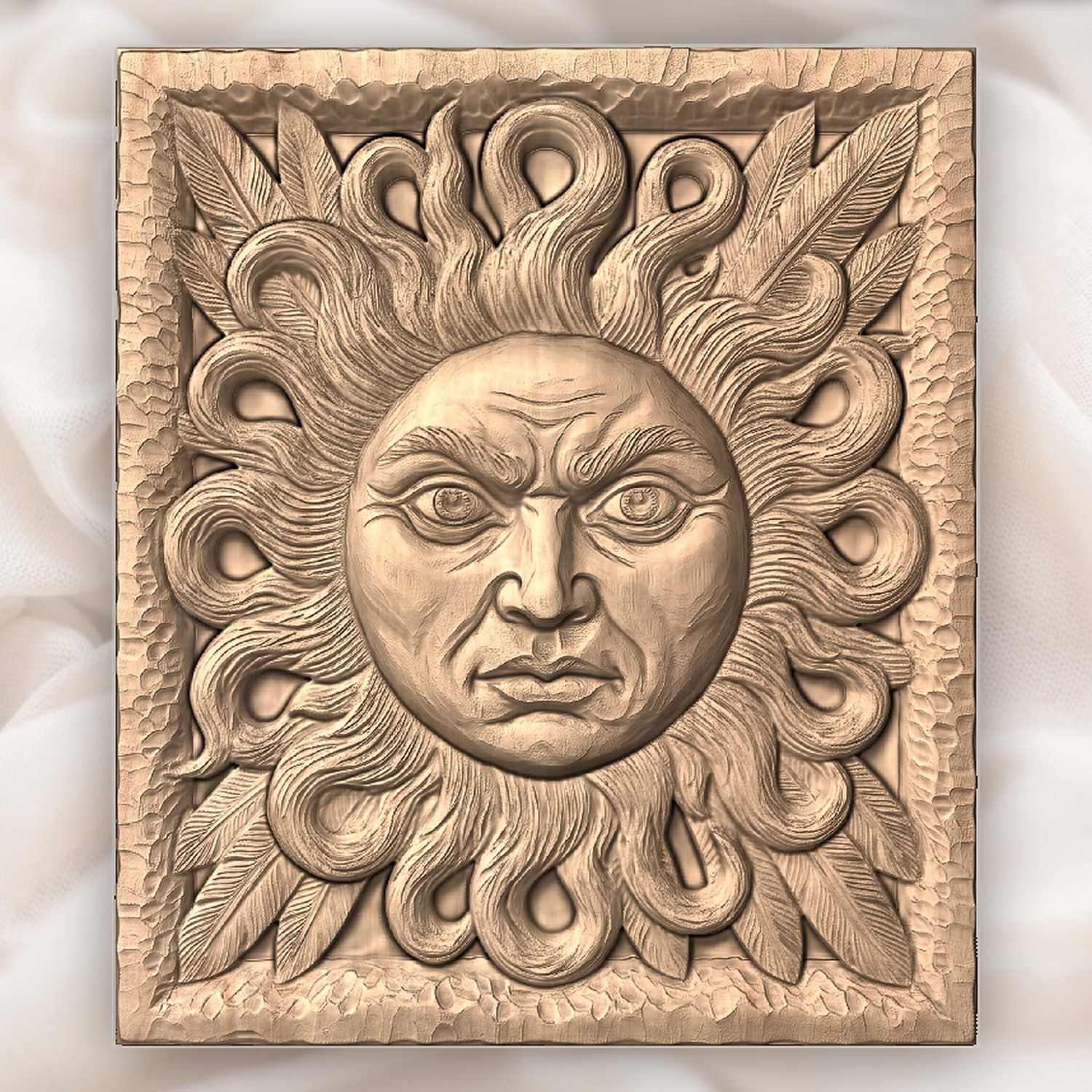 Majestic Celestial Sun Face CNC Relief STL bas-relief STL — view 4