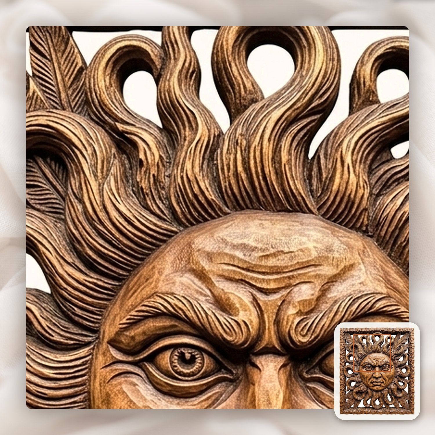 Majestic Celestial Sun Face CNC Relief STL bas-relief STL — view 10