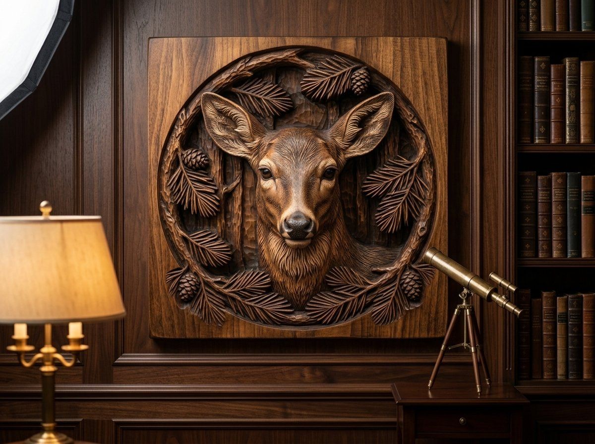 Majestic Doe Pine Wreath CNC Relief STL bas-relief STL — view 14