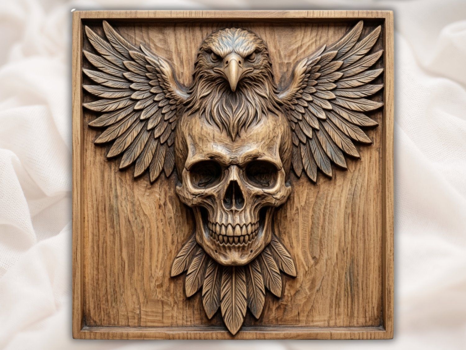 Majestic Eagle Skull Winged Bas Relief bas-relief STL — view 4