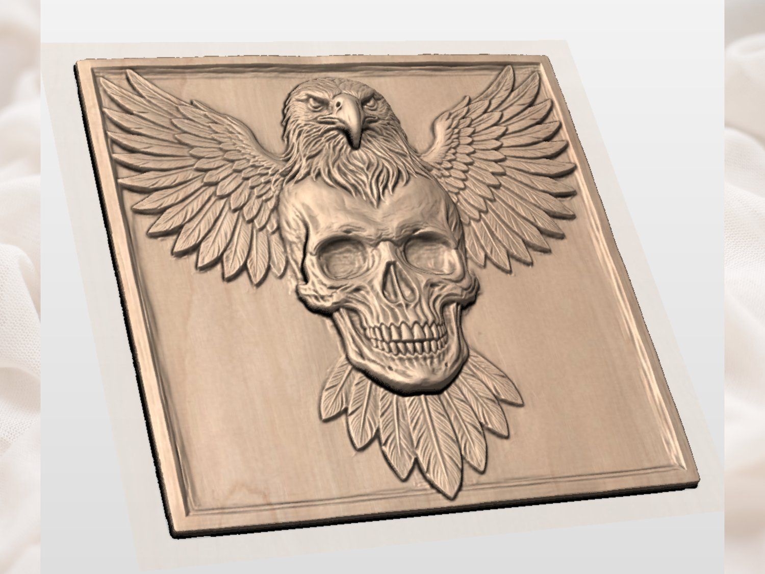 Majestic Eagle Skull Winged Bas Relief bas-relief STL — view 5