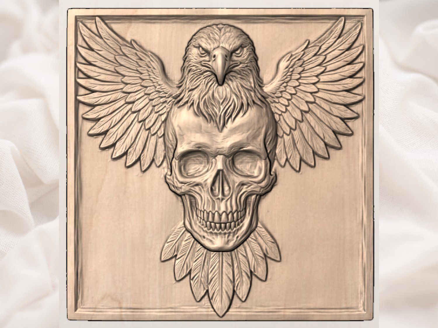 Majestic Eagle Skull Winged Bas Relief bas-relief STL — view 6