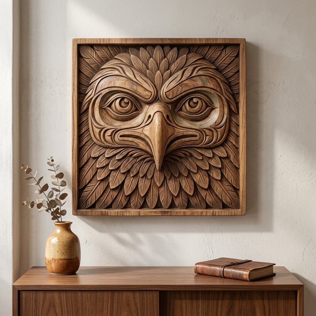 Majestic Eagle Spirit Wall Panel bas-relief STL — view 3
