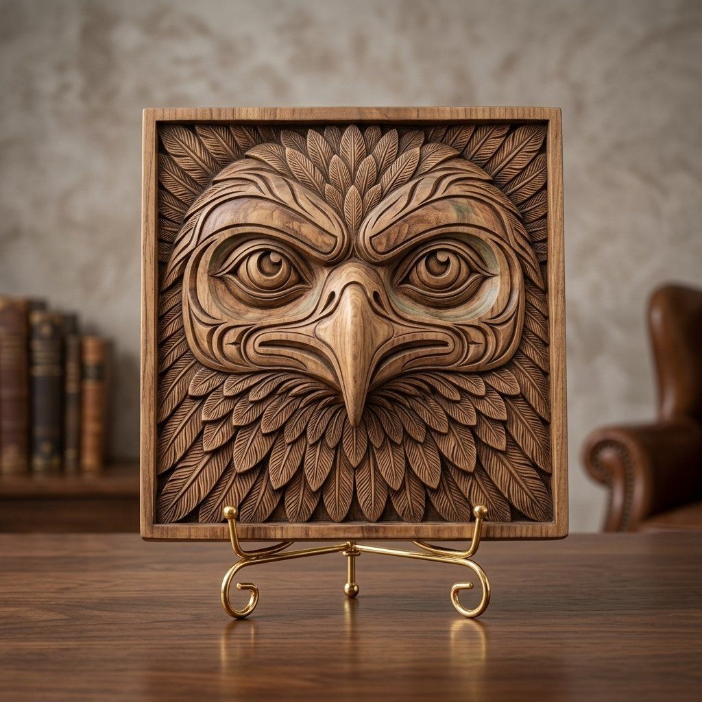 Majestic Eagle Spirit Wall Panel bas-relief STL — view 4